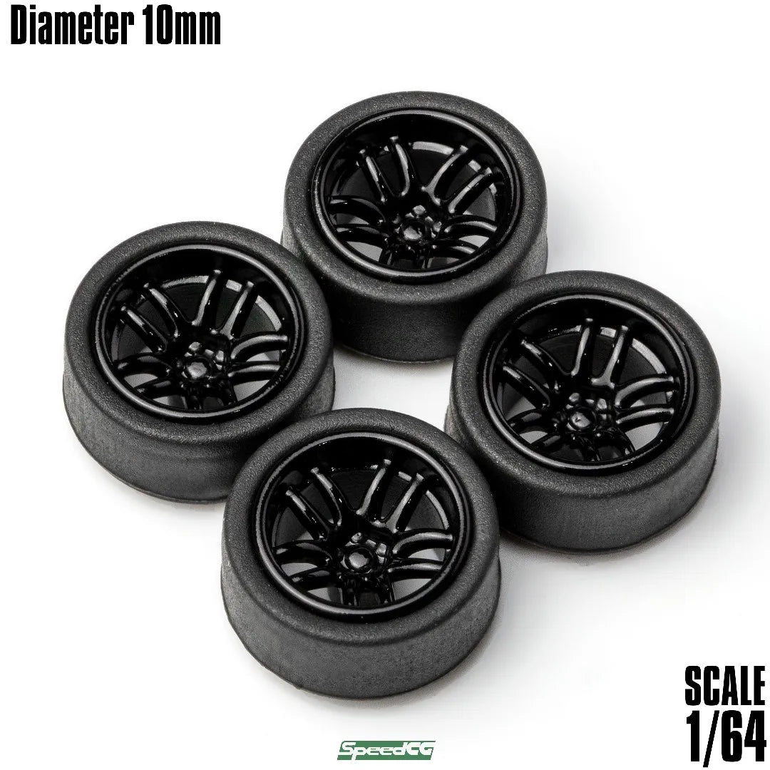 SpeedCG-Roues ABS 1/64 avec caoutchouc, pièces modifiées de type K, diamètre 10mm, pour modèle de voiture de course, véhicule jouet Hotwheels Tomica
