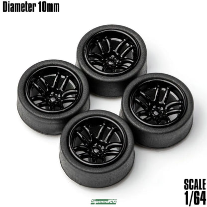 SpeedCG-Roues ABS 1/64 avec caoutchouc, pièces modifiées de type K, diamètre 10mm, pour modèle de voiture de course, véhicule jouet Hotwheels Tomica