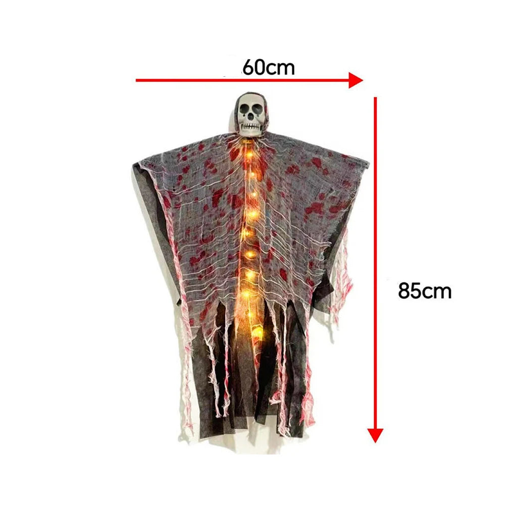 Fantômes de crâne d'halloween suspendus, décoration de maison hantée d'horreur, accessoires lumineux pour intérieur et extérieur, accessoire de scène de fête de pâques