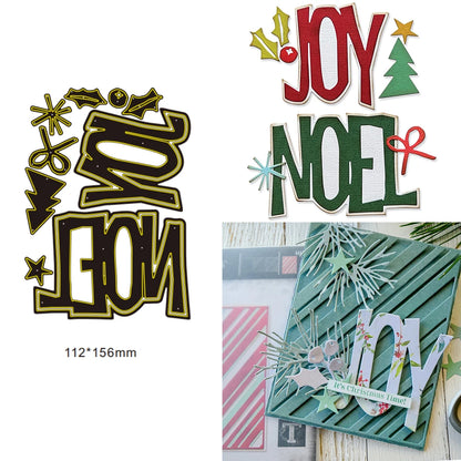 Matrices de découpe en métal, traîneau de renne de noël, JOY of NOEL, pour bricolage, artisanat de Scrapbooking, fabricant de cartes, modèle de gaufrage d'album Photo