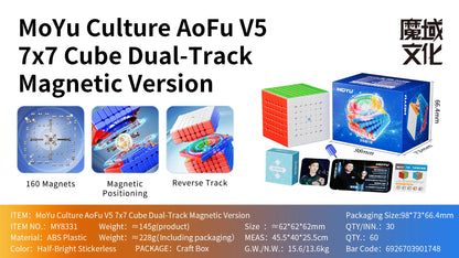 [Cube fou] Moyu AoFu V5 7X7 Cube magique magnétique sans colle Aofu 7x7 V5 Cubo Magico jouets Fidget professionnels
