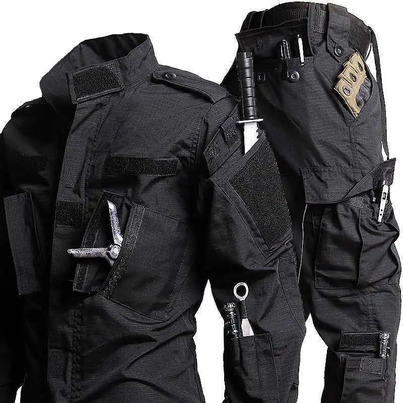 Ensemble d'entraînement tactique en plein air pour hommes, 2 pièces, nouvel ensemble équestre à manches longues, chemise de chasse, Design multi-poches respirant
