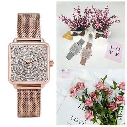 Montre à quartz pour femme, ceinture en acier,