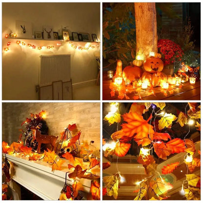 2/3/6M décoration de noël feuilles d'érable artificielles feuilles lumière LED chaîne lanterne guirlande maison fête bricolage déco Halloween nouveau oui