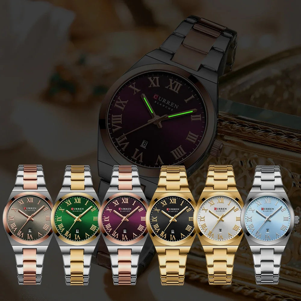 CURREN montre femmes,  Bracelet en acier inoxydable montres analogiques Date