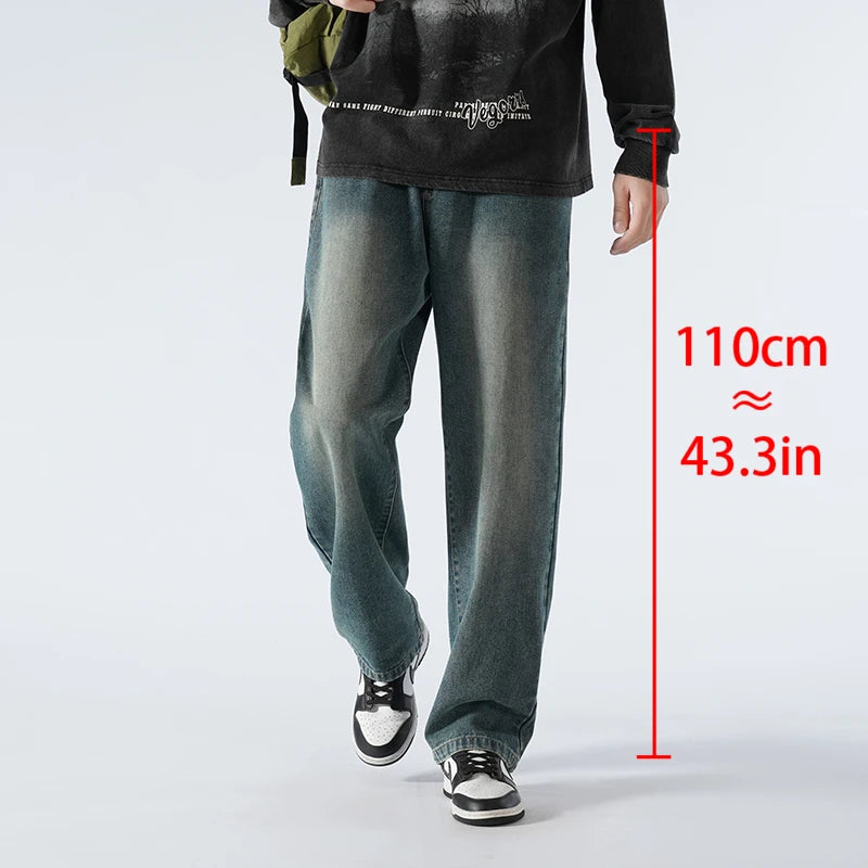 Jean surdimensionné pour hommes, pantalon Extra Long, longueur au sol, épais, 115cm, 110cm, jambes droites, 190cm, automne
