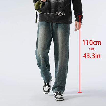 Jean surdimensionné pour hommes, pantalon Extra Long, longueur au sol, épais, 115cm, 110cm, jambes droites, 190cm, automne
