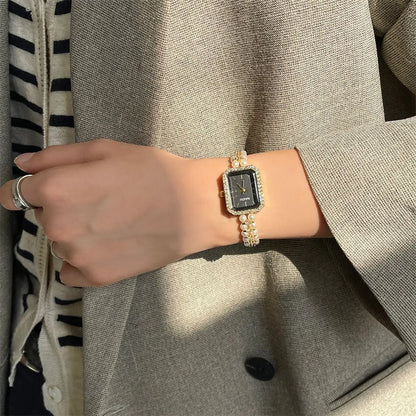Perle de luxe cloutée Bracelet femmes montre dames cadeau Bracelet montres mode Quartz