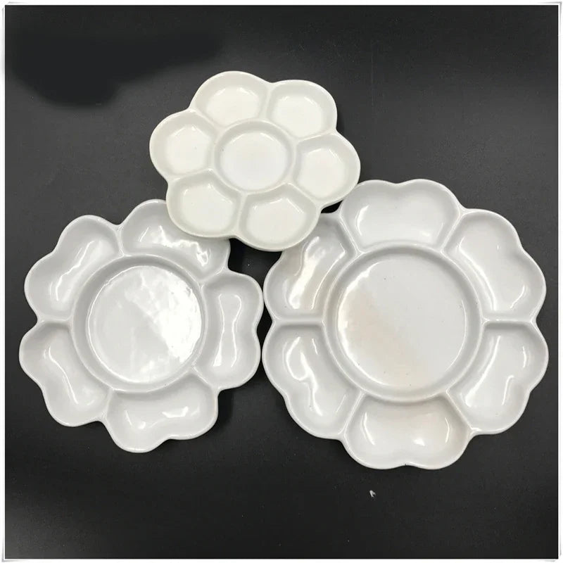 Jingdezhen – Palette en céramique fleur de prunier, plateau de peinture à l'aquarelle, Gouache, fournitures professionnelles de niveau d'artiste, multi-spécifications