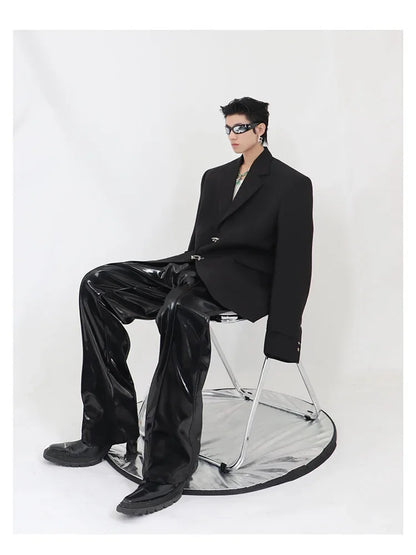 Manteau surdimensionné imbibé de style RO pour hommes et femmes, blazers à boutons, conception de faux deux pièces, rue haute, document solide, parkas à la mode, printemps et automne
