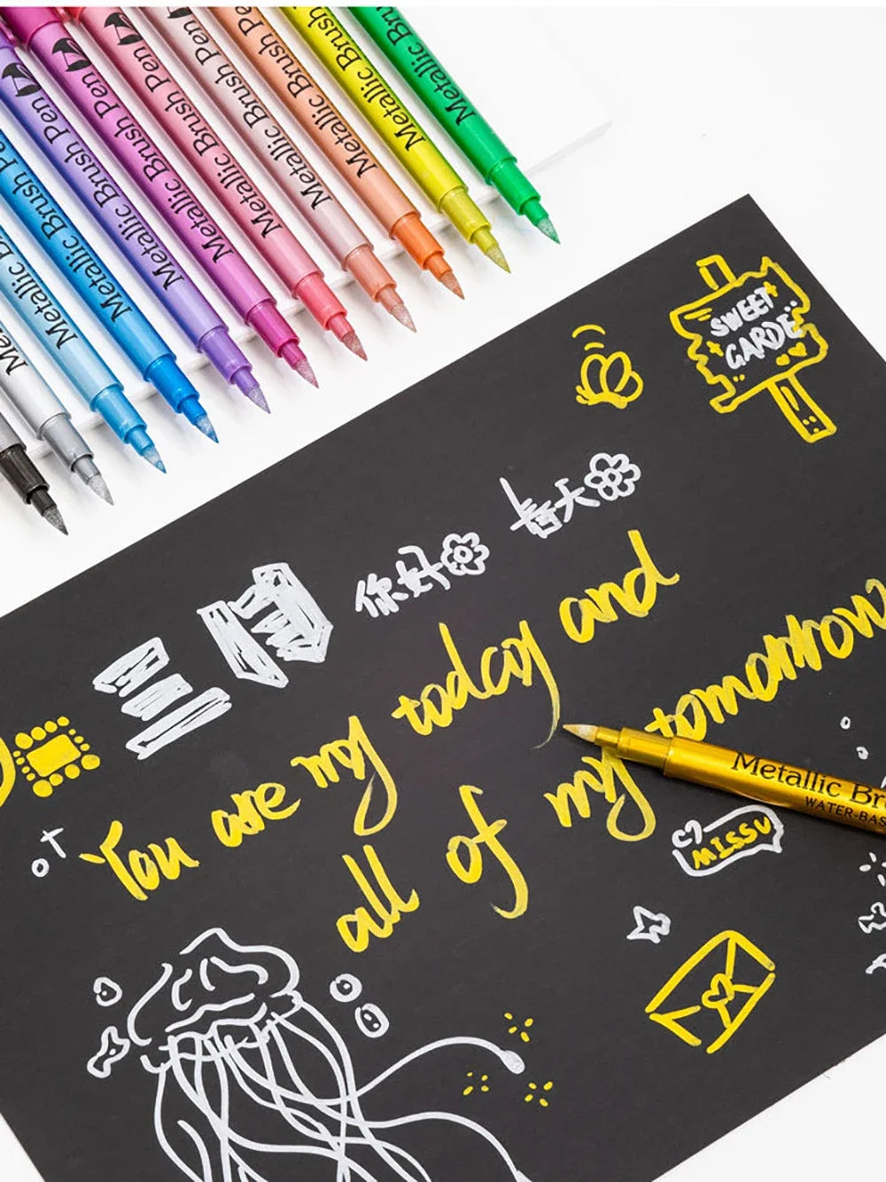 Stylos marqueurs métalliques 12 couleurs,