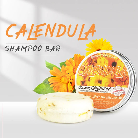 Le savon shampooing végétal au calendula n'a pas d'huile de silicone ni résidu, nettoie en profondeur le cuir chevelu, contrôle l'huile et élimine l'huile