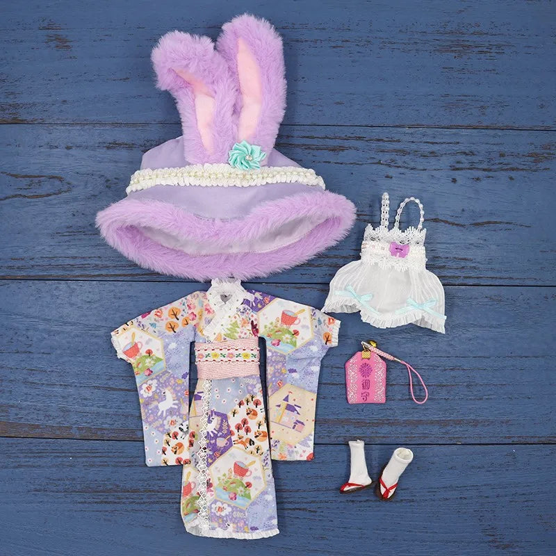 Vêtements kimono de poupée Blyth faits à la main, vêtements de poupée Blyth OB22 24, oreilles de lapin, robe de princesse pour Ymy Licca Azones Ob24 Ob27 Fr