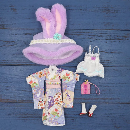 Vêtements kimono de poupée Blyth faits à la main, vêtements de poupée Blyth OB22 24, oreilles de lapin, robe de princesse pour Ymy Licca Azones Ob24 Ob27 Fr