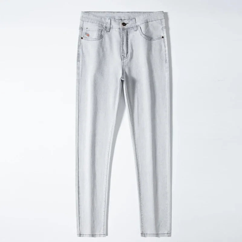 Jean Slim gris clair pour hommes, pantalon en Denim extensible, pour affaires, nouvelle collection 2024