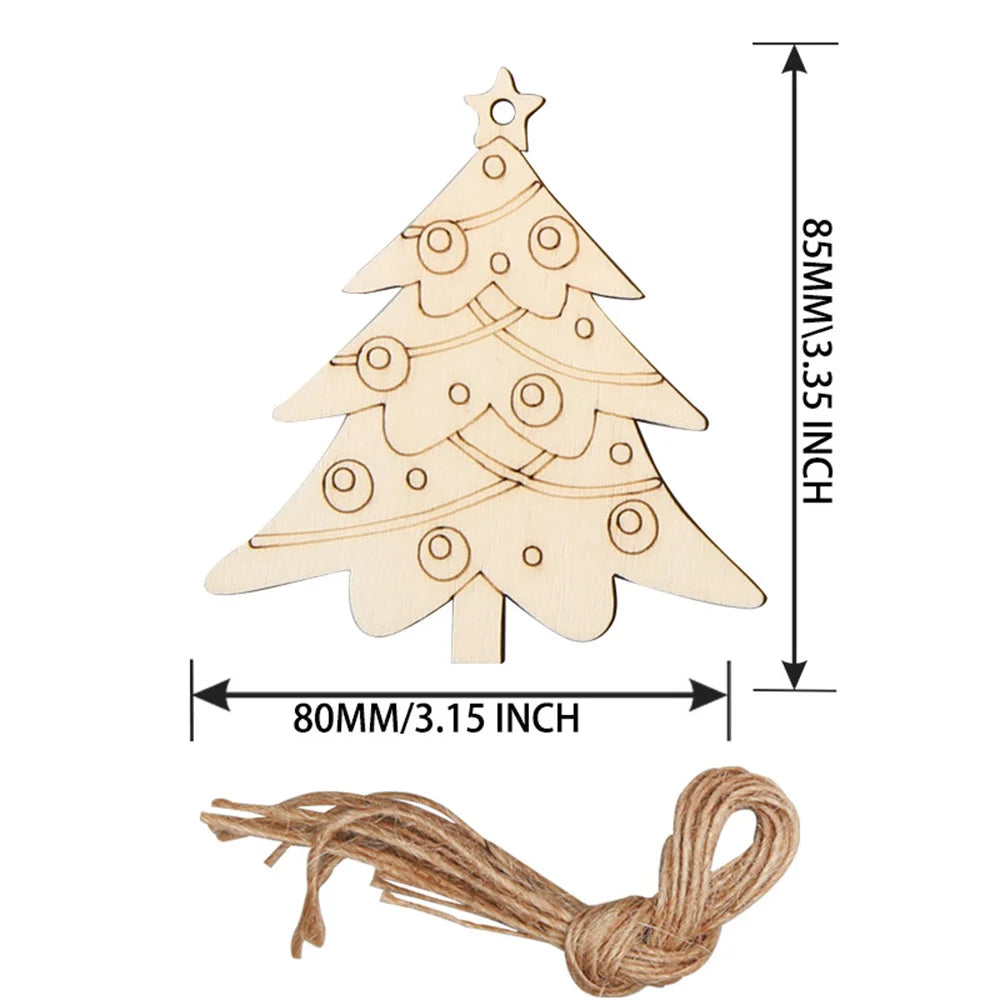 Ornements de confrontation d'arbre de Noël multi-styles, découpes artisanales en bois vierges pour la décoration d'intérieur de bricolage