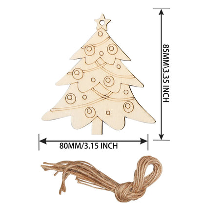 Ornements de confrontation d'arbre de Noël multi-styles, découpes artisanales en bois vierges pour la décoration d'intérieur de bricolage