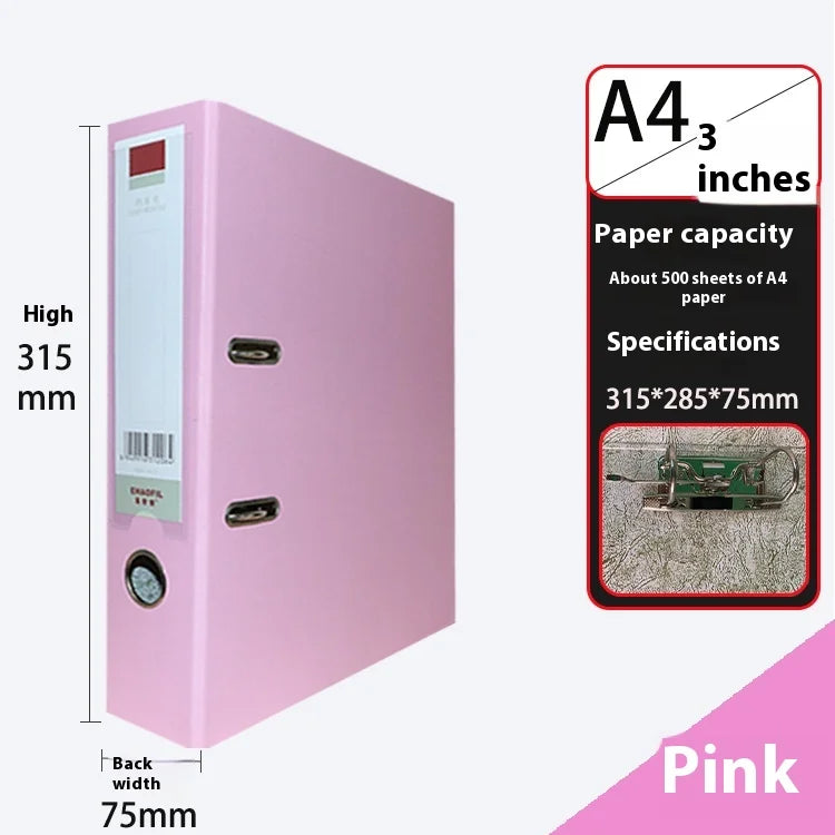 Grand classeur à anneaux multicolore A4, classeur à levier pour Documents,