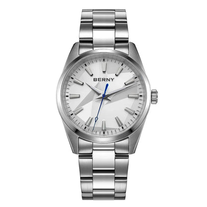 BERNY Quartz femmes montre cadran stéréo 39mm montre 100m étanche 316L acier inoxydable saphir AR lentille enduit