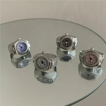 Montre de doigt punk vintage pour hommes et femmes, mini bracelet élastique,