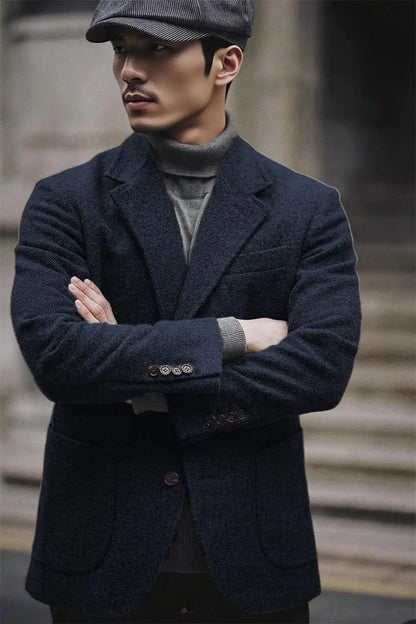 Tissu en laine hommes sergé costume veste automne homme Blazers homme grande taille costume personnalisé manteau style italien bureau d'affaires costume veste