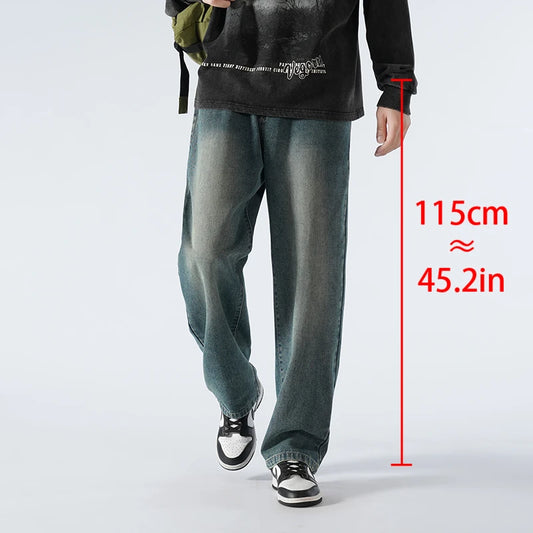 Jean surdimensionné pour hommes, pantalon Extra Long, longueur au sol, épais, 115cm, 110cm, jambes droites, 190cm, automne