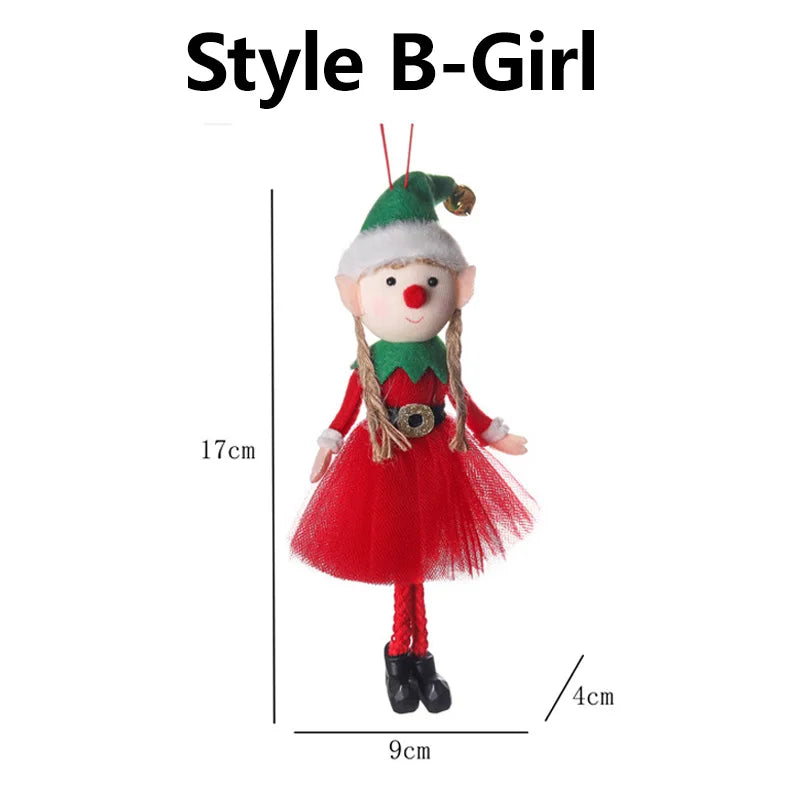 Poupées en peluche elfes de noël, ornements suspendus, décor d'arbre de noël, mignon garçon et fille, pendentif elfe, cadeaux pour enfants, nouvel an, nouvelle collection