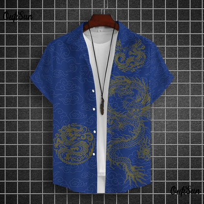 Chemises à manches courtes pour hommes, vêtements graphiques Y-Dragon, chemises 3D, streetwear décontracté, mode, été, déclin, chemisier masculin, 2024