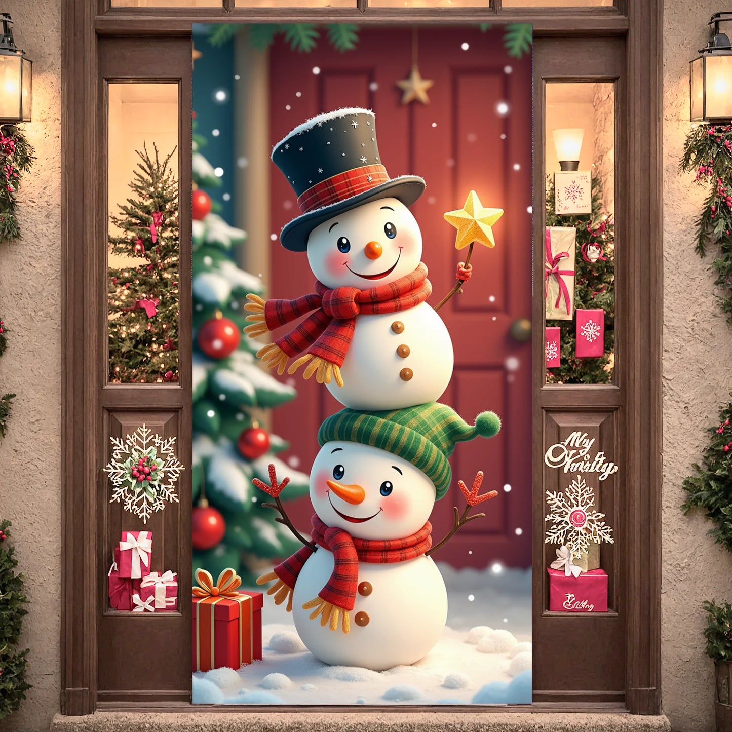 Drapeau suspendu de noël, bannière de porte de porche, décorations de noël pour la maison, ornements 2025, cadeaux de noël, décor du nouvel an 2026