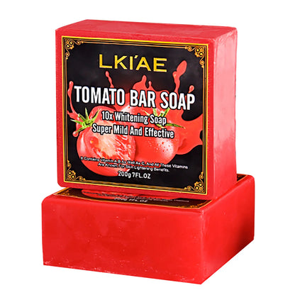 AILKE Barre de savon au tomate biologique, éclaircissante pour la peau, nettoie en profondeur, exfolie, élimine les taches foncées, hydratante, pour le visage et le corps