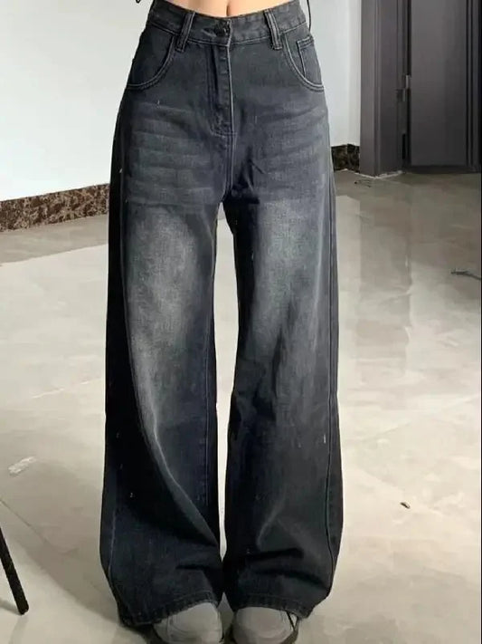 Jean ample à jambes larges pour femme pour l'été 2024 – Pantalon amincissant et taille haute de style vintage