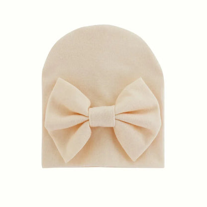 Chapeau avec nœud en coton pour bébé fille, casquette chaude pour nouveau-né, bonnet pour bébé, accessoires solides, 2020