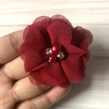 Mini fleurs artificielles en tissu mousseline de soie, 8 pièces, 2 pouces, 35 couleurs, pour Invitation de mariage, décoration de robe