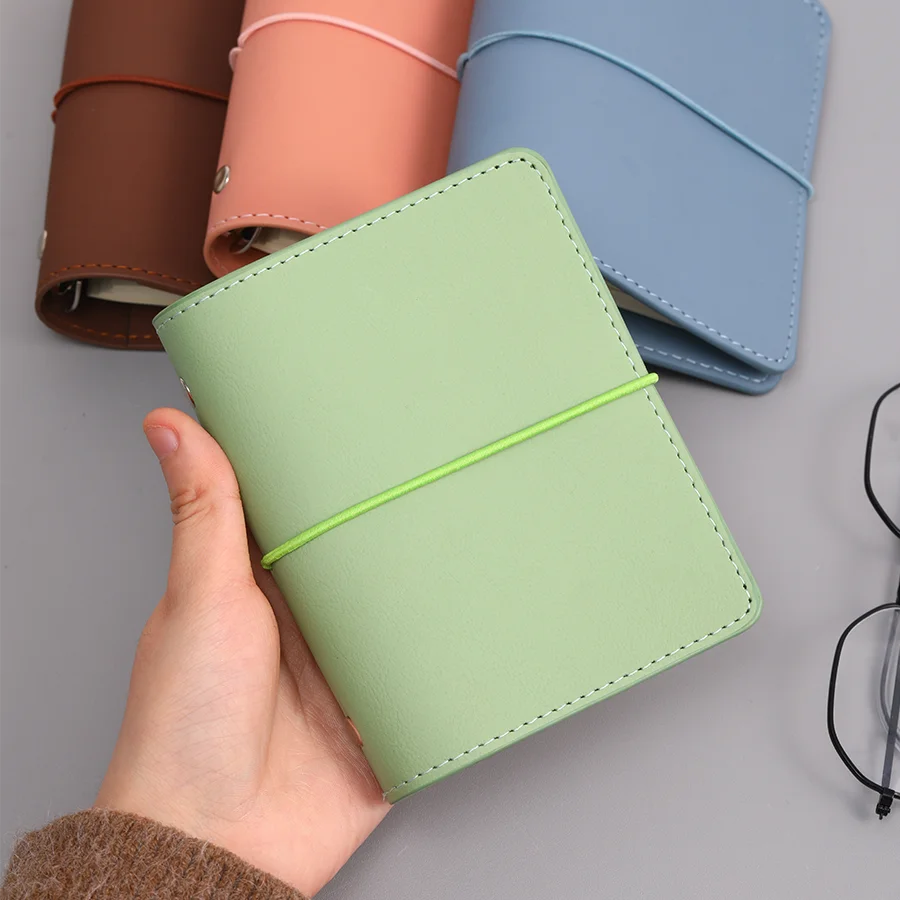 Cahier A7 à Feuilles Mobiles en Cuir Souple,