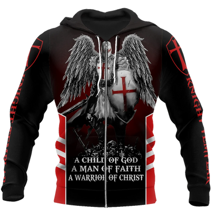 Sweat à capuche à fermeture éclair pour hommes, imprimé croix de jésus en 3D, dieu, Cool, Harajuku, chevaliers templiers, pull à manches longues pour hommes, nouvelle collection automne et hiver
