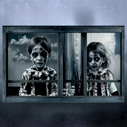 Bannière de Décoration de Fenêtre d'Halloween pour Fille et Garçon, Accessoires de Photographie, Horreur, Effrayant, Terreur, Fantôme, Marié, Mariée