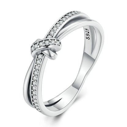 WOSTU-Bague empilable en argent regardé 100% pour femme, bijoux à la mode, cadeau original, souhait scintillant, chaud, 925, XCH7649