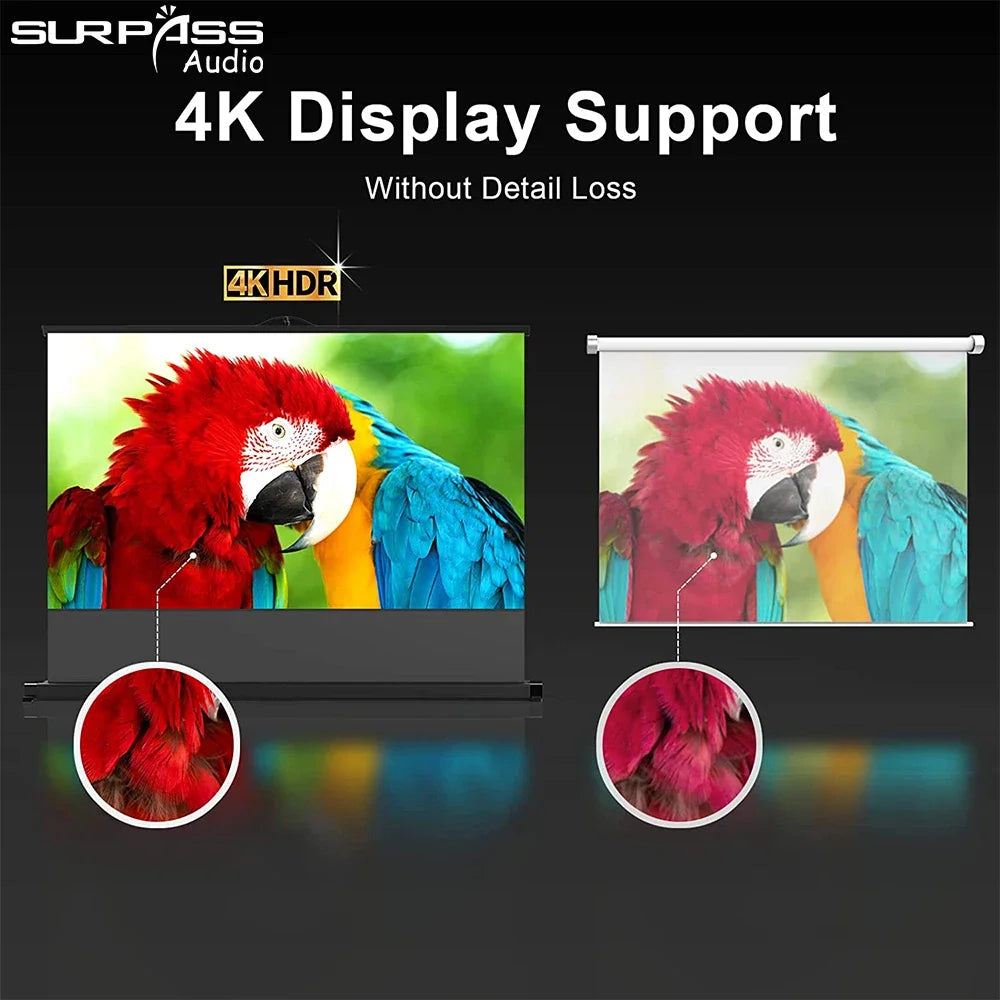 50 Inch Portable Projector Screen, Tabletop Projection Screen with Stand, Movie Watch for Outdoor Camping and Office