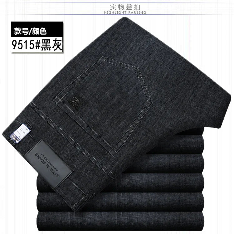 Jean Denim Fin pour Homme, Pantalon Droit, Décontracté, Bleu, Noir, Gris, Vêtements d'Été, Taille 40 42