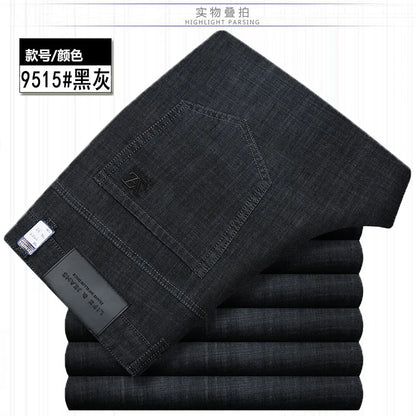 Jean Denim Fin pour Homme, Pantalon Droit, Décontracté, Bleu, Noir, Gris, Vêtements d'Été, Taille 40 42