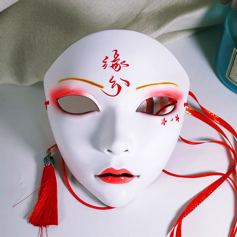 Masque de fête d'Halloween pour adultes, visage complet, style chinois, peint à la main, décoration, accessoires, mascara, anime, Tim, Hanfu