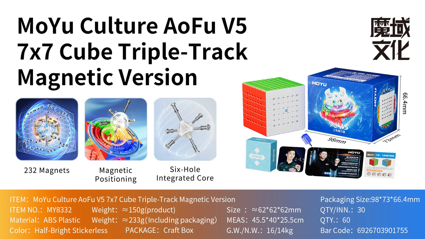 [Cube fou] Moyu AoFu V5 7X7 Cube magique magnétique sans colle Aofu 7x7 V5 Cubo Magico jouets Fidget professionnels