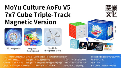 [Cube fou] Moyu AoFu V5 7X7 Cube magique magnétique sans colle Aofu 7x7 V5 Cubo Magico jouets Fidget professionnels
