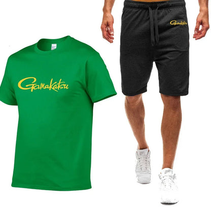 Gamakatsu Fishing 2024 homme impression Harajuku nouveau style neuf couleurs costume à manches courtes été T-Shirt Shorts décontractés ensemble 2 pièces