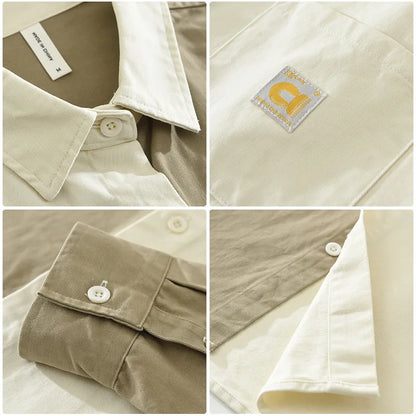 Chemises patchwork vintage pour hommes, vêtements décontractés, chemises minces à manches longues, 100% coton, CM7291