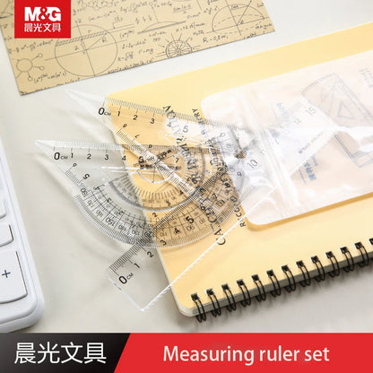M & G- Ensemble de règles de mesure, rapporteur, règle droite, équerre