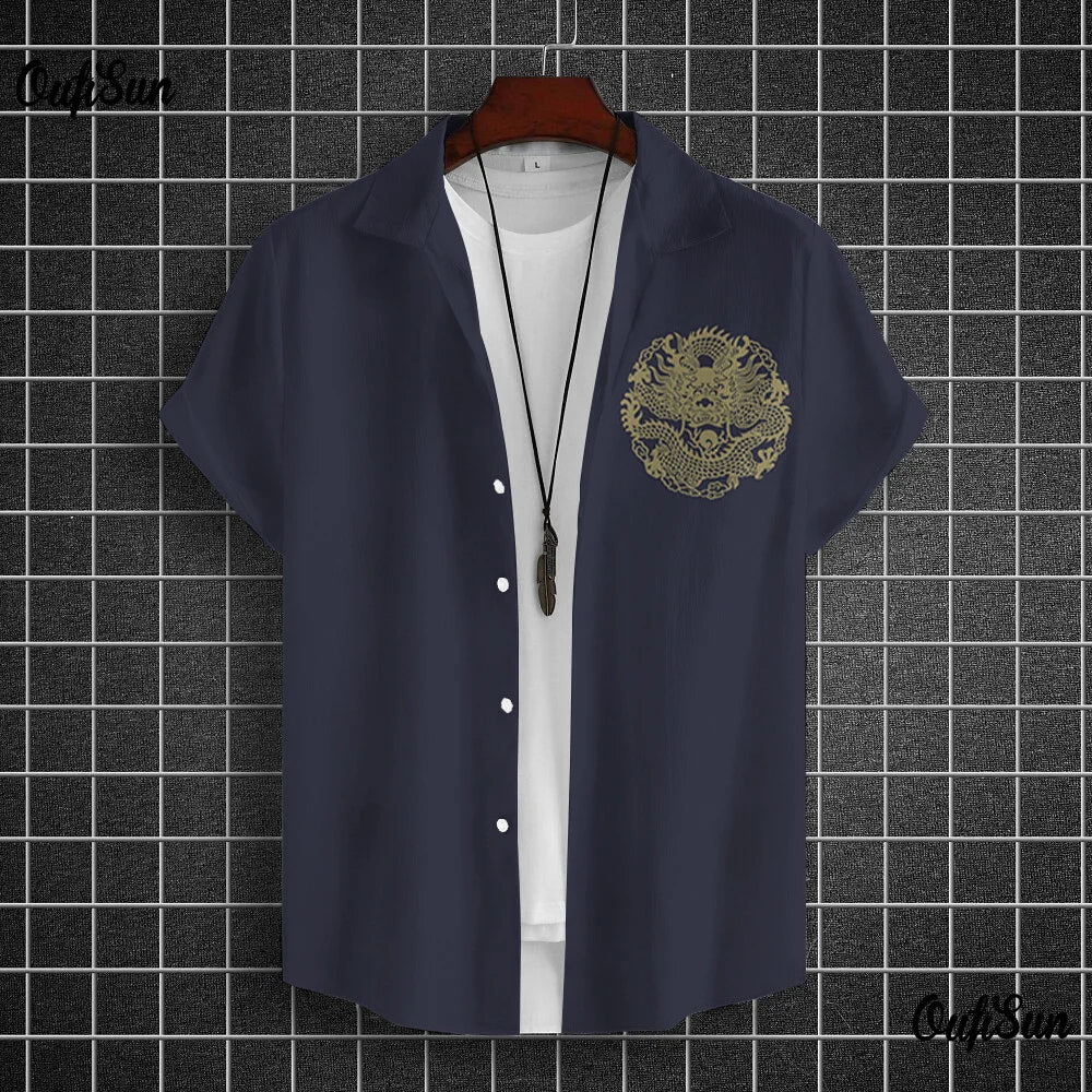 Chemises à manches courtes pour hommes, vêtements graphiques Y-Dragon, chemises 3D, streetwear décontracté, mode, été, déclin, chemisier masculin, 2024
