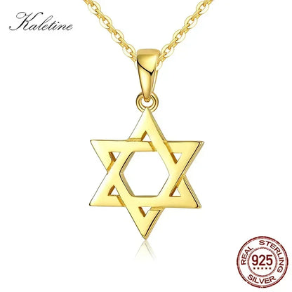 Collier en argent Sterling 925 pour hommes et femmes, étoile de David juive Magen, israël, Judaica, bijoux hébraïques, pendentifs Hanukkah, couleur or