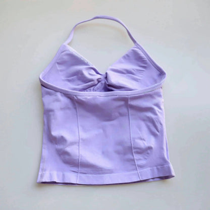 Haut de sport à bretelles palangre, dos nu, Logo personnalisé, vêtements de sport pour femmes, soutien-gorge intégré froissé avec bonnets amovibles, débardeurs de Yoga