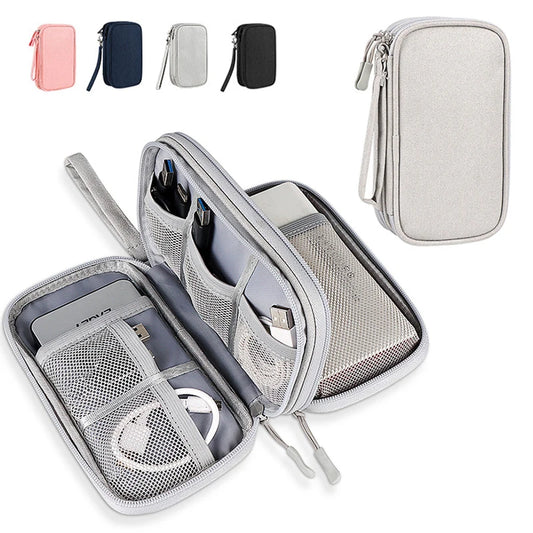 U Disk Data Cable Zipper Bag Mobile Phone Charger Protection Hard Drive Bag Mobile Storage Double Layer Storage Pouch